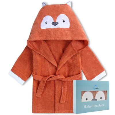 BlueMello Ultra-Soft Baby Fox Bathrobe for Infants 0-6 Months - Hooded Bath Towel Essential for Boy Toddlers - Perfect Baby Girl Shower Gift