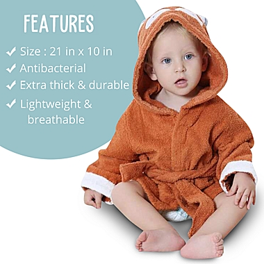 BlueMello Ultra-Soft Baby Fox Bathrobe for Infants 0-6 Months - Hooded Bath Towel Essential for Boy Toddlers - Perfect Baby Girl Shower Gift. View a larger version of this product image.