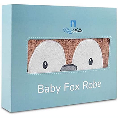 BlueMello Ultra-Soft Baby Fox Bathrobe for Infants 0-6 Months - Hooded Bath Towel Essential for Boy Toddlers - Perfect Baby Girl Shower Gift. View a larger version of this product image.