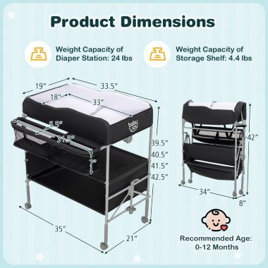 Slickblue Portable Baby Changing Table with Wheels and 4-position Adjustable Heights. View a larger version of this product image.
