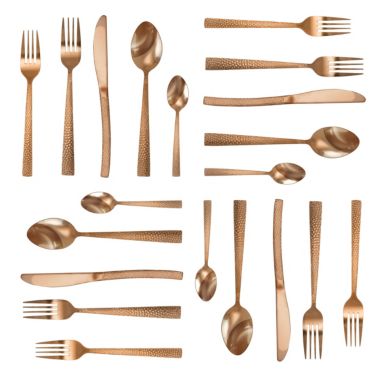 MegaChef Baily 20 Piece Flatware Utensil Set, Stainless Steel Silverware Metal Service for 4 in Rose Gold. View a larger version of this product image.