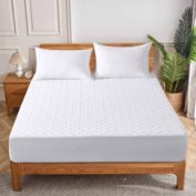 Unikome Waterproof Fitted Mattress Protector Four Leaf Quilted 18-Inch Deep in White, King