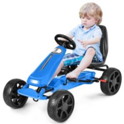 Slickblue Outdoor Kids 4 Wheel Pedal Powered Riding Kart Car-Navy