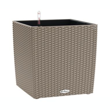 Lechuza USA 20" Sand Brown All In One Cube Wicker Planter. View a larger version of this product image.