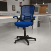 Flash Furniture Porter High Back Blue Mesh Ergonomic Swivel Office Chair with Black Frame and Flip-up Arms