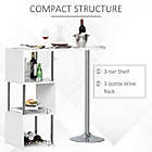 Alternate image 2 for HomCom Bar Table Accent with 3-Bottle Wine Rack in Stainless White