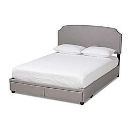 Baxton Studio  Baxton Studio Larese Light Grey Fabric Upholstered 2-Drawer Queen Size Platform Storage Bed