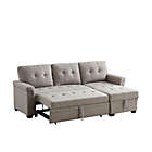 Alternate image 1 for Contemporary Home Living 86" Lucca Light Gray Linen Reversible Sleeper Sectional Sofa with Storage Chaise