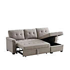 Alternate image 2 for Contemporary Home Living 86" Lucca Light Gray Linen Reversible Sleeper Sectional Sofa with Storage Chaise