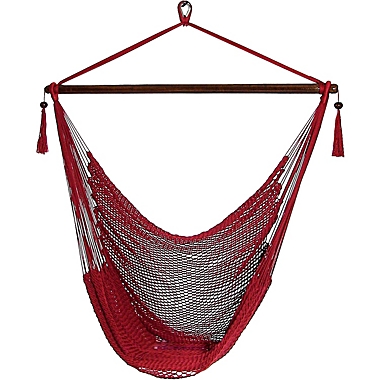 Sunnydaze Caribbean Style Extra Large Hanging Rope Hammock Chair Swing for Backyard and Patio - Red. View a larger version of this product image.