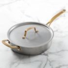 Alternate image 1 for Martha Stewart Everyday 3.5 Quart Stainless Steel Saute Pan with Brass Handles and Lid