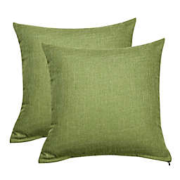 PiccoCasa Pack of 2 Linen Throw Pillow Covers, Blank Cotton Lined Linen Cushion Cover, Decorative Square Throw Pillowcases for Couch Sofa, Green, 18