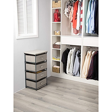 Juvale 4-Tier Clothes Drawer, Light Grey Fabric Dresser Organizer for Clothing Storage (16.5 x 13 x 33 In). View a larger version of this product image.