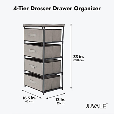 Juvale 4-Tier Clothes Drawer, Light Grey Fabric Dresser Organizer for Clothing Storage (16.5 x 13 x 33 In). View a larger version of this product image.