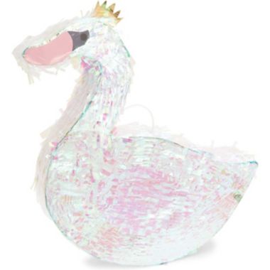 Blue Panda Iridescent Foil White Swan Pinata for Girls Princess Theme Birthday Party Decorations (Small, 16.25 x 14 x 3 In). View a larger version of this product image.