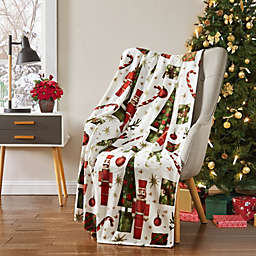 Kate Aurora Christmas Candy Canes & Nutcrackers Oversized Ultra Soft & Plush Throw Accent Blanket - 50 in. W x 70 in. L