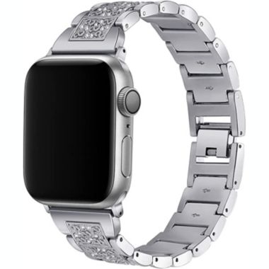 Worryfree Gadgets Metal Band with Rhinestones for Apple Watch Band 38/40/41mm, 42/44/45mm iWatch Series 8 7 6 5 4 3 2 1 & SE - 42/44/45mm - Silver. View a larger version of this product image.