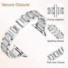 Alternate image 2 for Worryfree Gadgets Metal Band with Rhinestones for Apple Watch Band 38/40/41mm, 42/44/45mm iWatch Series 8 7 6 5 4 3 2 1 & SE - 42/44/45mm - Silver