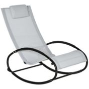 Outsunny Zero Gravity Patio Rocking Chair, Outdoor Lounger with Pillow for Backyard, Living Room, and Poolside, Grey
