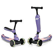 Slickblue 2 in 1 Kids Kick Scooter with Flash Wheels for Girls Boys from 1.5 to 6 Years Old-Purple