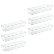 mDesign Plastic Kitchen Cabinet Drawer Organizer Tray, 6 Pack - Clear