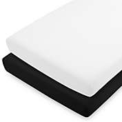 Bare Home Crib Microfiber Fitted Bottom Sheets (Crib - 2 Pack, Black/White)