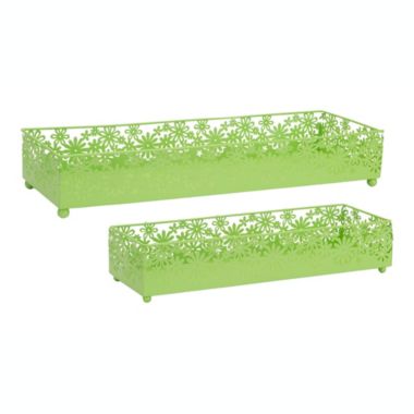 Melrose Decorative Daisy Trays (Set Of 4) 13.5", 17.5"L Metal. View a larger version of this product image.