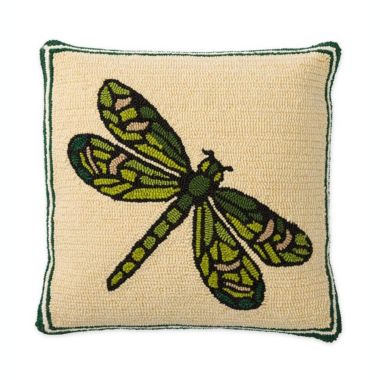 Plow & Hearth Indoor/Outdoor Dragonfly Hooked Throw Pillow. View a larger version of this product image.