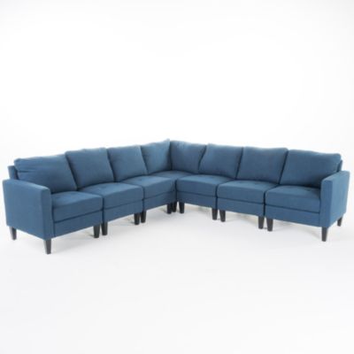 Contemporary Home Living 7-Piece Prussian Blue Contemporary Style Sectional Couch Sofa 35.5"