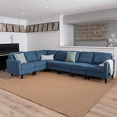 Contemporary Home Living 7-Piece Prussian Blue Contemporary Style Sectional Couch Sofa 35.5". View a larger version of this product image.