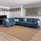 Alternate image 1 for Contemporary Home Living 7-Piece Prussian Blue Contemporary Style Sectional Couch Sofa 35.5"