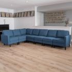 Alternate image 2 for Contemporary Home Living 7-Piece Prussian Blue Contemporary Style Sectional Couch Sofa 35.5"