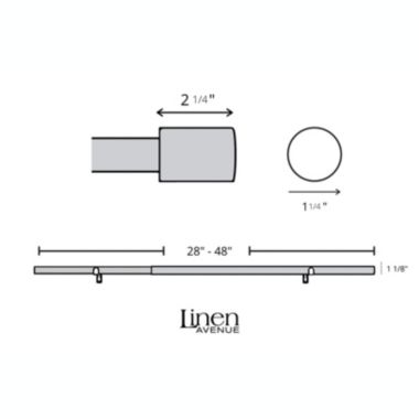 Linen Avenue Cylinder Single Window Curtain Rod Set, 28 to 48-Inch, Brass. View a larger version of this product image.