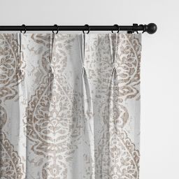 6ix Tailors Fine Linens Paisley Ecru Pinch Pleat Drapery Panel Pair