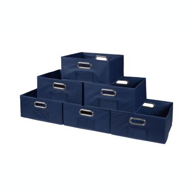 Niche Cubo Set of 6 Half-Size Foldable Fabric Storage Bin with Chrome Handles - Blue. View a larger version of this product image.