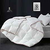 Unikome All Season Extra Soft White Goose Down and Feather Fiber Comforter, 360TC Shell, Blue and Red Pipping, Twin