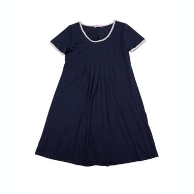 cheibear Women's Soft Sleepwear Lounge Dress Strtechy with Pockets Soft Nightshirt Pajama Nightgown, X-Small Dark Blue. View a larger version of this product image.