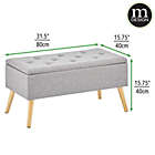 Alternate image 2 for mDesign Long Tufted Rectangle Storage Bench with Hinge Lid, Wood Legs