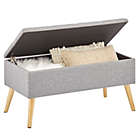 Alternate image 3 for mDesign Long Tufted Rectangle Storage Bench with Hinge Lid, Wood Legs