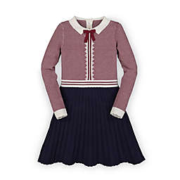 Hope & Henry Girls' French Blocked Sweater Dress (Red, 4)