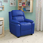 Alternate image 0 for Flash Furniture Deluxe Padded Contemporary Blue Vinyl Kids Recliner With Storage Arms - Blue Vinyl