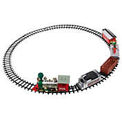 Northlight 35pc Silver and Red Battery Operated Lighted and Animated Classic Train Set with Sound