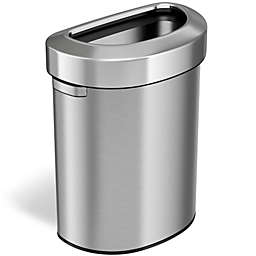 iTouchless Stainless Steel Semi-Round Open Top Trash Can 18 Gallon Silver