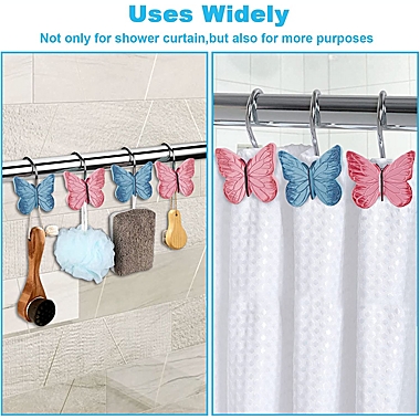 AGPtEK Butterfly Shower Curtain Hooks - Blue and Red. View a larger version of this product image.