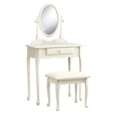 Contemporary Home Living 2-Piece Antique White Contemporary Vanity Set 51.75". View a larger version of this product image.
