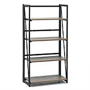 Costway-CA 4-Tier Folding Bookshelf No-Assembly Industrial Bookcase Display Shelves