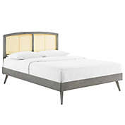 Modway Sierra Cane and Wood King Platform Bed With Splayed Legs
