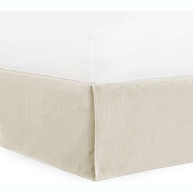 SHOPBEDDING Tailored Velvet Bed Skirt with Split Corner 21 inch Drop-Full, Cream Modern Dust Ruffle, High-End. View a larger version of this product image.
