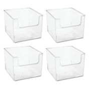 mDesign Open Front Plastic Storage Bin for Cube Furniture, 12" W, 4 Pack - Clear