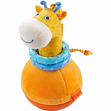 HABA Roly Poly Giraffe Soft Wobbling & Chiming Baby Toy with Teething Rings. View a larger version of this product image.
